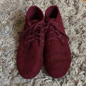 Burgundy booties